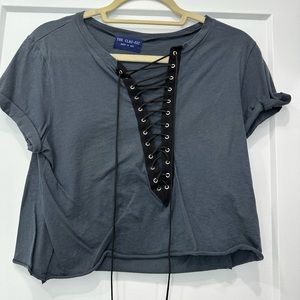 The classic grey lace up crop top